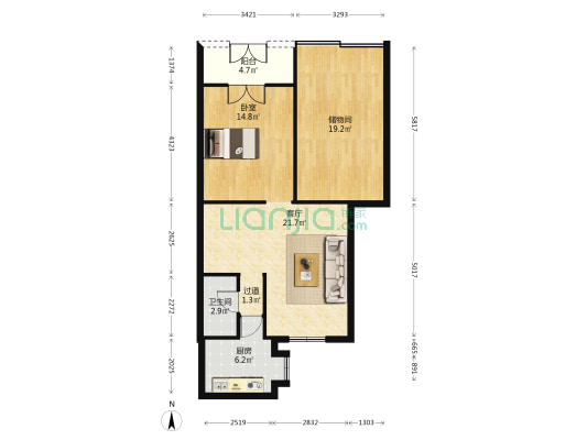 红墙巷19号 1室1厅1卫 77平方