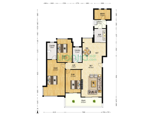 国贸天琴湾一期 3室1厅2卫 163平方