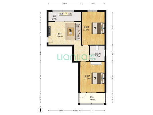 金泰园小区 2室1厅1卫 92平方
