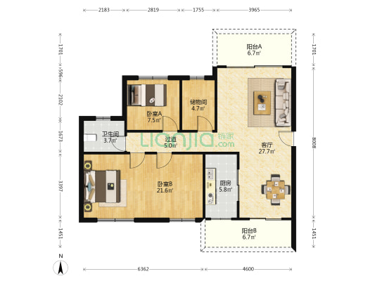 吉星家园 2室1厅1卫 116平方