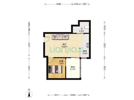 花乐亿家 1室1厅1卫 52平方