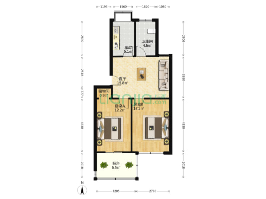 共和新街造纸厂家属院 2室1厅1卫 69平方