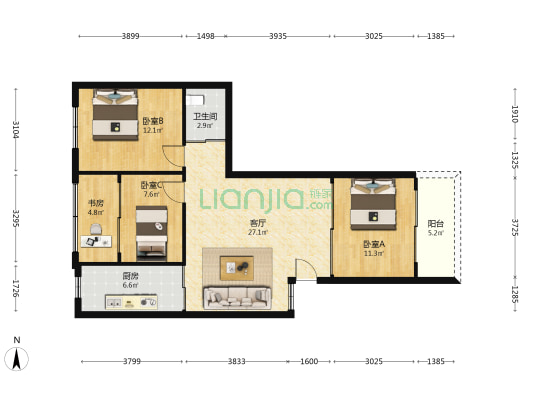 华昌商寓 4室1厅1卫 97平方