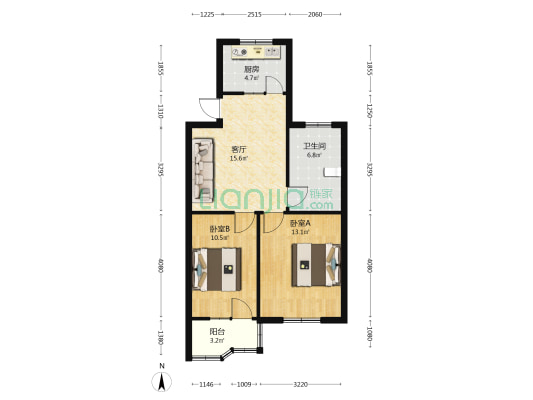 公园北路49号 2室1厅1卫 67平方