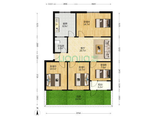 房产家属院 4室1厅1卫 96平方