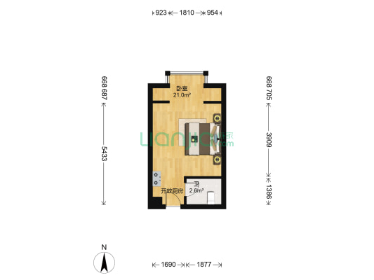 名仕之都 1室0厅1卫 38平方