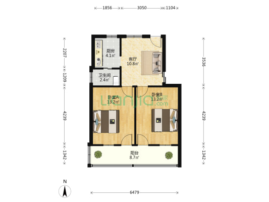 铁疗家园 2室1厅1卫 62平方