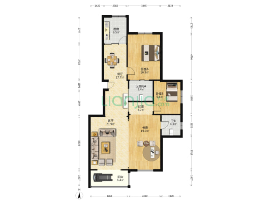 宜静园 3室2厅2卫 149平方