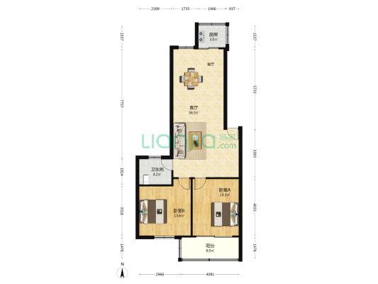 江城路316号 2室1厅1卫 89平方