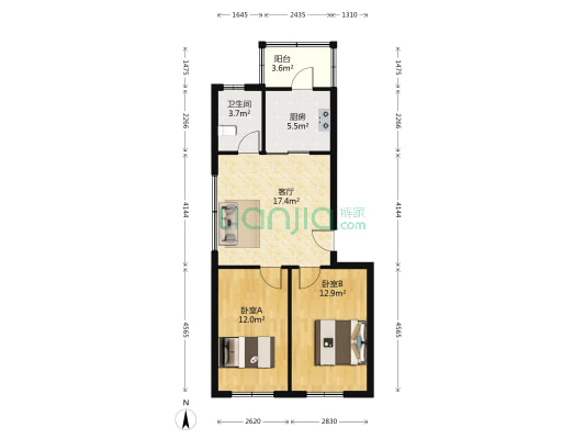 和谐红都 2室1厅1卫 77平方