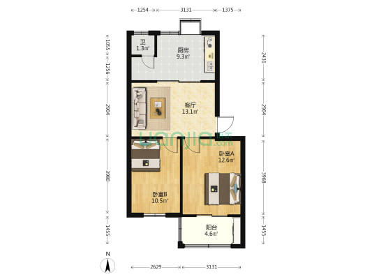 轴承厂家属院 九街坊居民小区 襄城区 2室1厅1卫 65平方