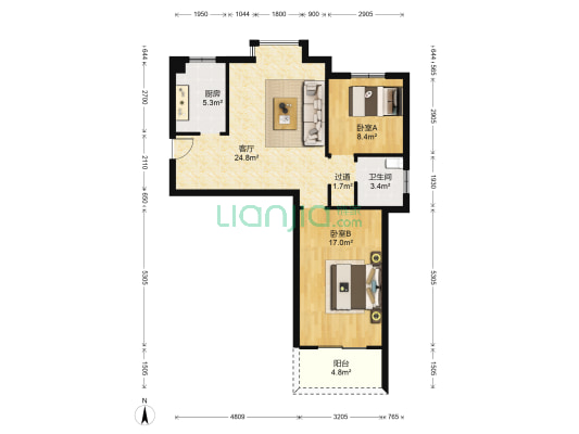 瑞扬家园 2室1厅1卫 89平方