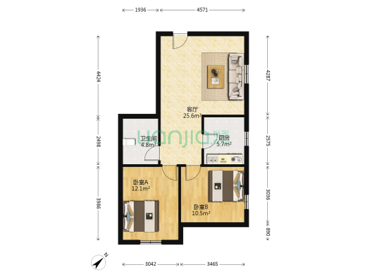 艳益家园 2室1厅1卫 66平方