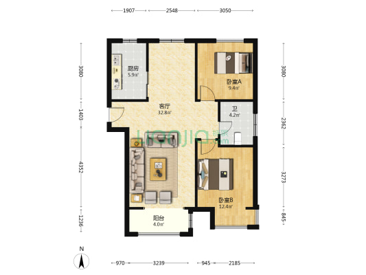 东成世嘉 2室1厅1卫 102平方