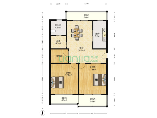 康虹佳园(公寓) 2室1厅1卫 112平方