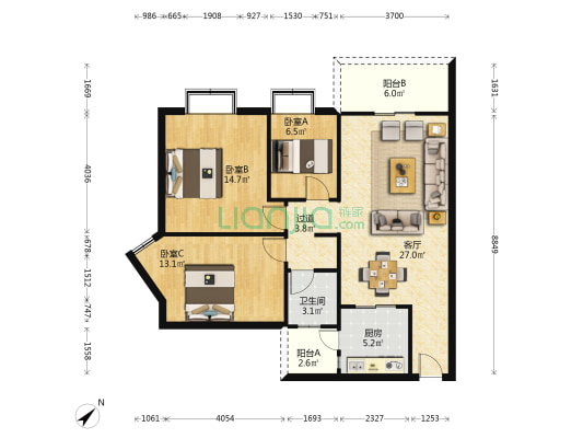 江南丽苑一期 3室1厅1卫 94平方