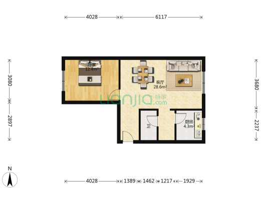 梨园小区 1室1厅1卫 61平方