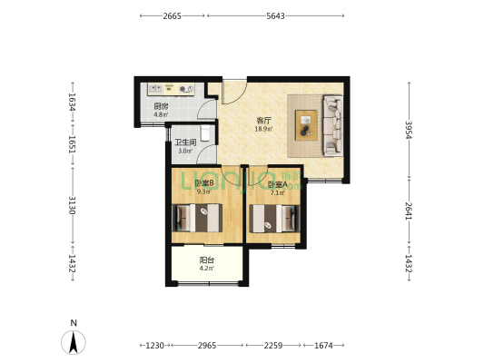 明秀听江苑 2室1厅1卫 69平方