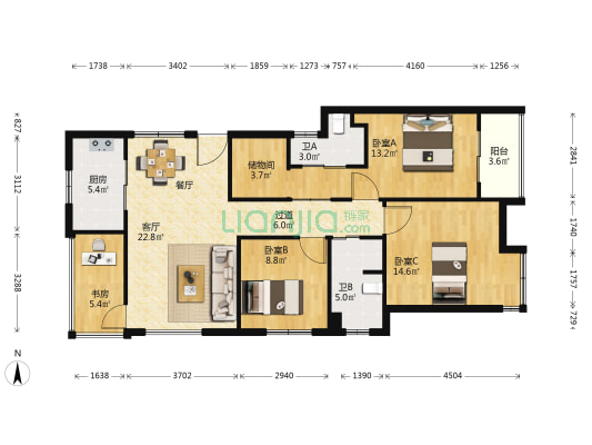 万年卡美丽亚泊樾 4室1厅2卫 122平方