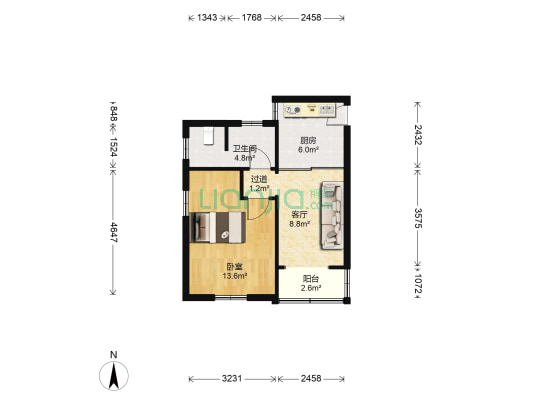 仙乐小区 1室1厅1卫 46平方