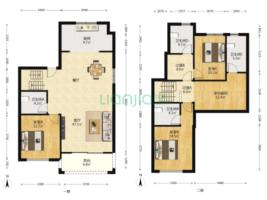 碧桂园文景府 4室1厅4卫 181平方