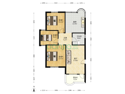 怡安邨 3室1厅1卫 83平方