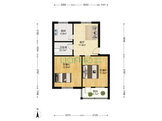 汉兴路35号院 2室1厅1卫 60平方