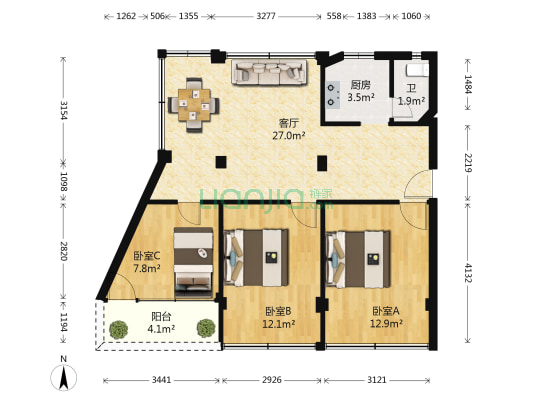 碧山路 3室1厅1卫 79平方