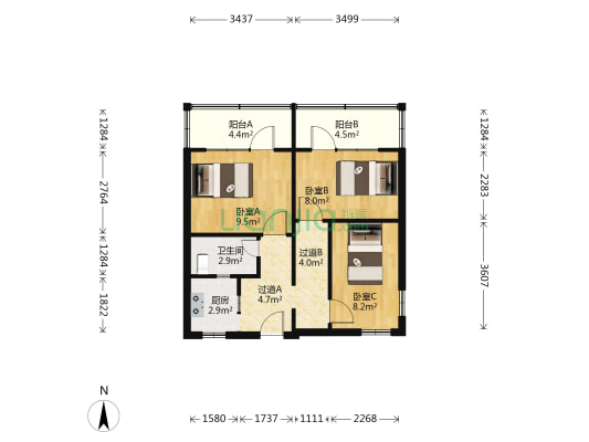 汽联大厦 3室0厅1卫 72平方