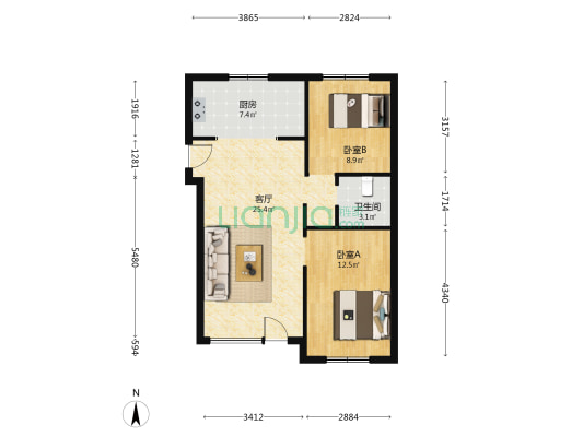 御桂园·咏椿 2室1厅1卫 84平方