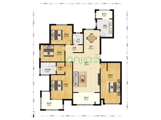 明威橡树湾 4室2厅2卫 183平方