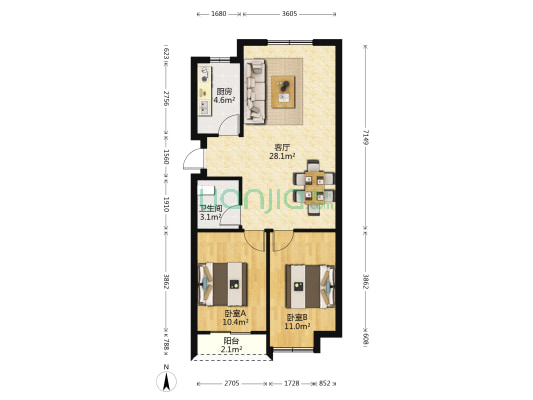 碧桂园·星荟 2室1厅1卫 120平方