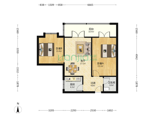 文化大厦家属院 2室1厅1卫 80平方