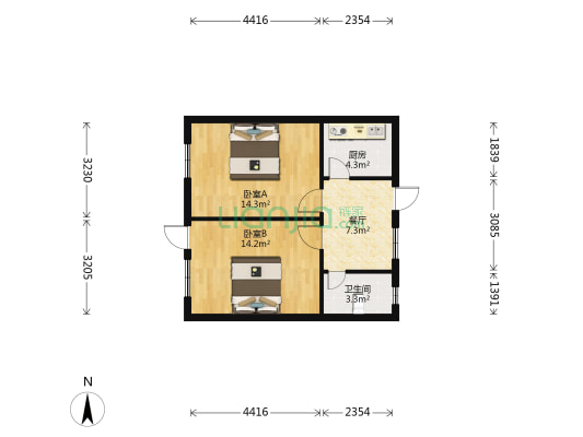 南郊仓桥路 2室1厅1卫 60平方