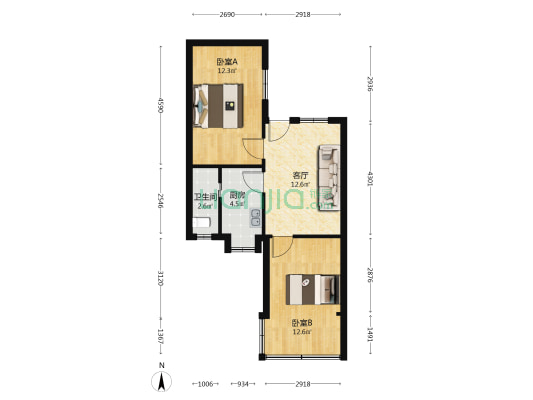 石头街14号 2室1厅1卫 54平方