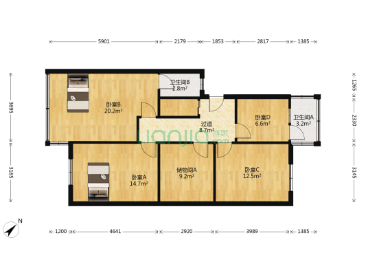 朝阳巷21号 4室0厅2卫 100平方