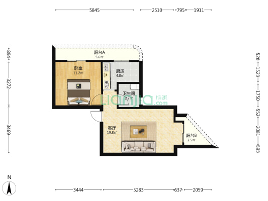 金带街259号 1室1厅1卫 50平方