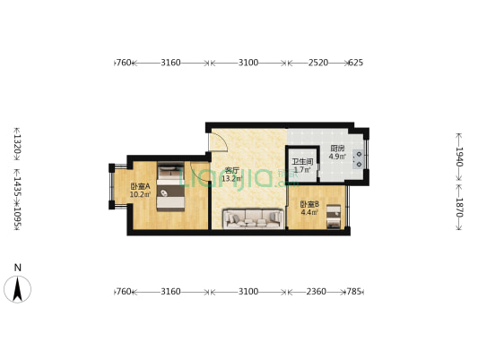 太平路6号 2室1厅1卫 48平方