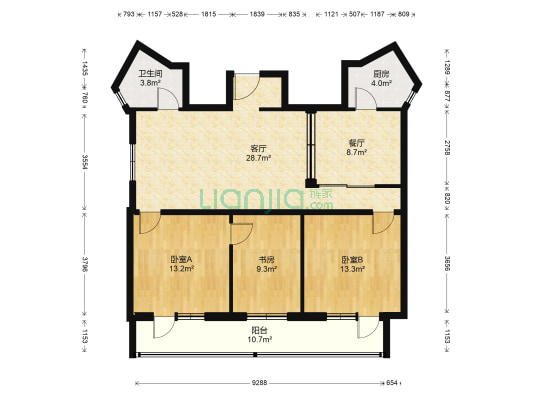 果园大街 3室2厅1卫 124平方