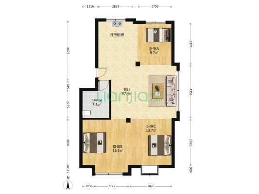 逸品香山 3室1厅1卫 101平方