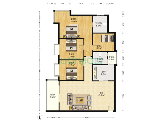 长顺上街285号 4室1厅2卫 159平方
