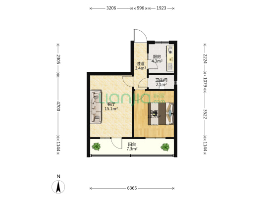 黑土凹石油公司 1室1厅1卫 47平方