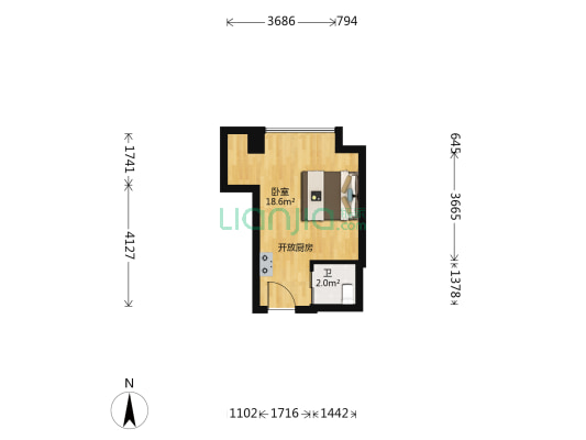 四维金座 1室0厅1卫 31平方