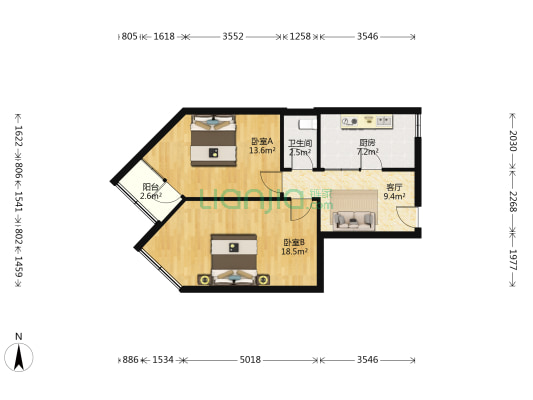 山东路185号 2室1厅1卫 68平方
