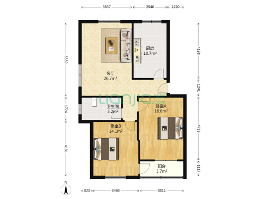 通虹路145号 2室1厅1卫 91平方