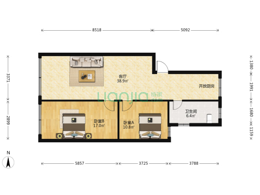 花溪大道北段444号 2室1厅1卫 80平方