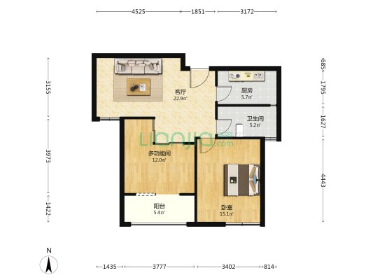 秋实苑 2室1厅1卫 88平方