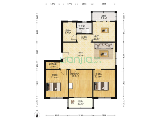 荣事达大道461号 2室2厅1卫 104平方
