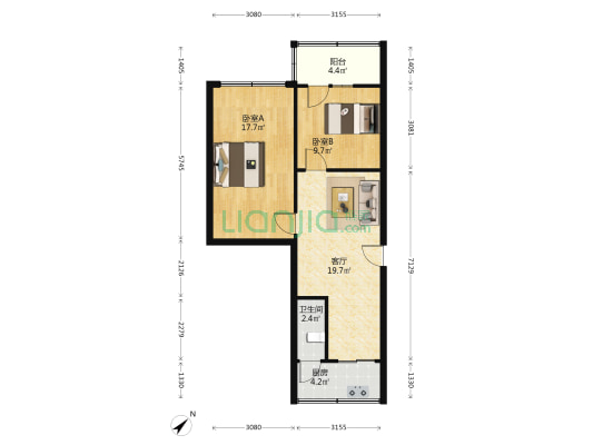 友谊路113号 2室1厅1卫 66平方