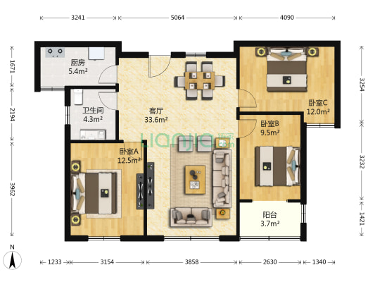 鼓浪屿小镇 3室1厅1卫 110平方